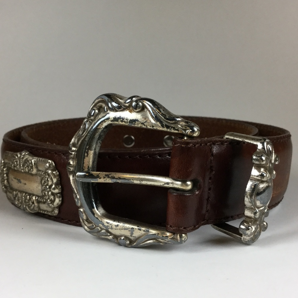 Fossil Leather Belt with Embellished hardware